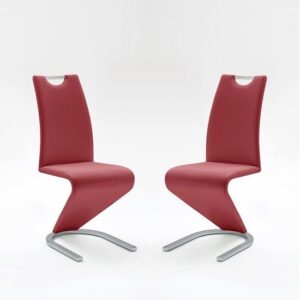 Amado Dining Chair In Bordeaux Faux Leather In A Pair