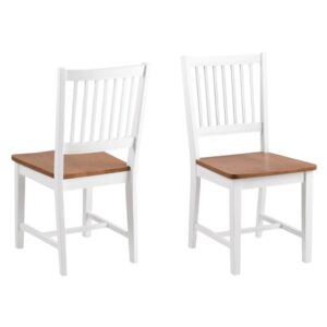Bowral Oak And White Wooden Dining Chairs In Pair