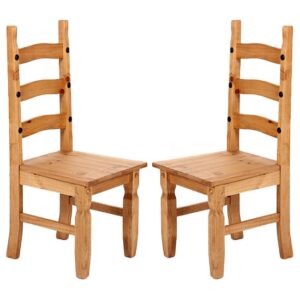 Carlen Light Pine Wooden Dining Chairs In Pair