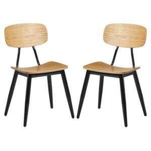Jona Ply Oak Wooden Dining Chairs In Pair