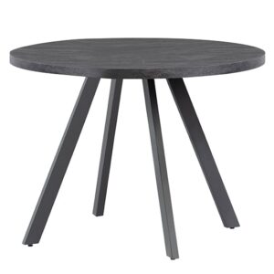 Pekato Round 107cm Wooden Dining Table In Dark Grey