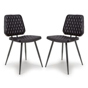 Allen Black Genuine Buffalo Leather Dining Chairs In Pair