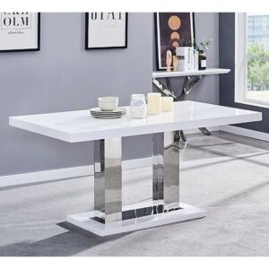 Candice Glass Top High Gloss Dining Table In White