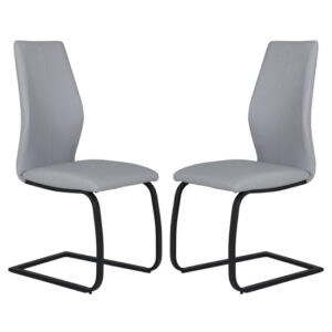 Adoncia Grey Faux Leather Dining Chairs In Pair