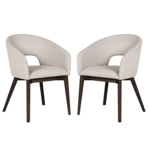 Adria Natural Woven Fabric Dining Chairs In Pair