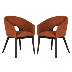 Adria Rust Woven Fabric Dining Chairs In Pair