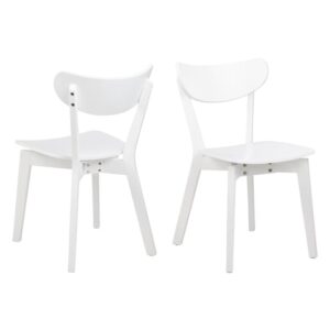 Reims White Rubberwood Dining Chairs In Pair