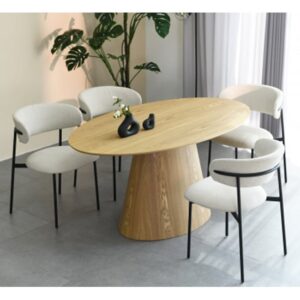 Cairo Natural Wooden Oval Dining Table 4 Mestre Natural Chairs