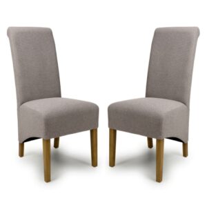 Kyoto Mocha Weave Fabric Dining Chairs In Pair