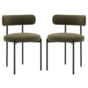 Arras Green Polyester Fabric Dining Chairs In Pair