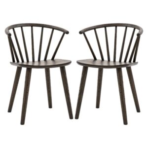 Cairo Mocha Wooden Dining Chairs In Pair