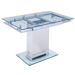 Enke Extending Clear Glass Dining Table With Chrome Base