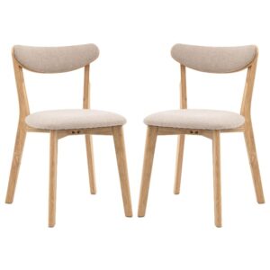 Hervey Natural Wooden Dining Chairs In Pair