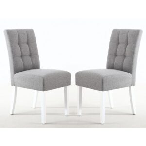 Mendoza Dining Chair Silver Grey With White legs In A Pair